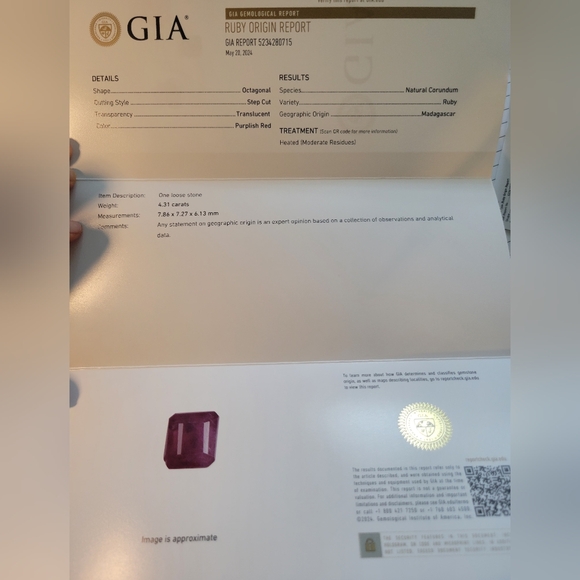 GIA Certified Ruby- Madagascar Origins 6.31 Carats - Picture 3 of 10